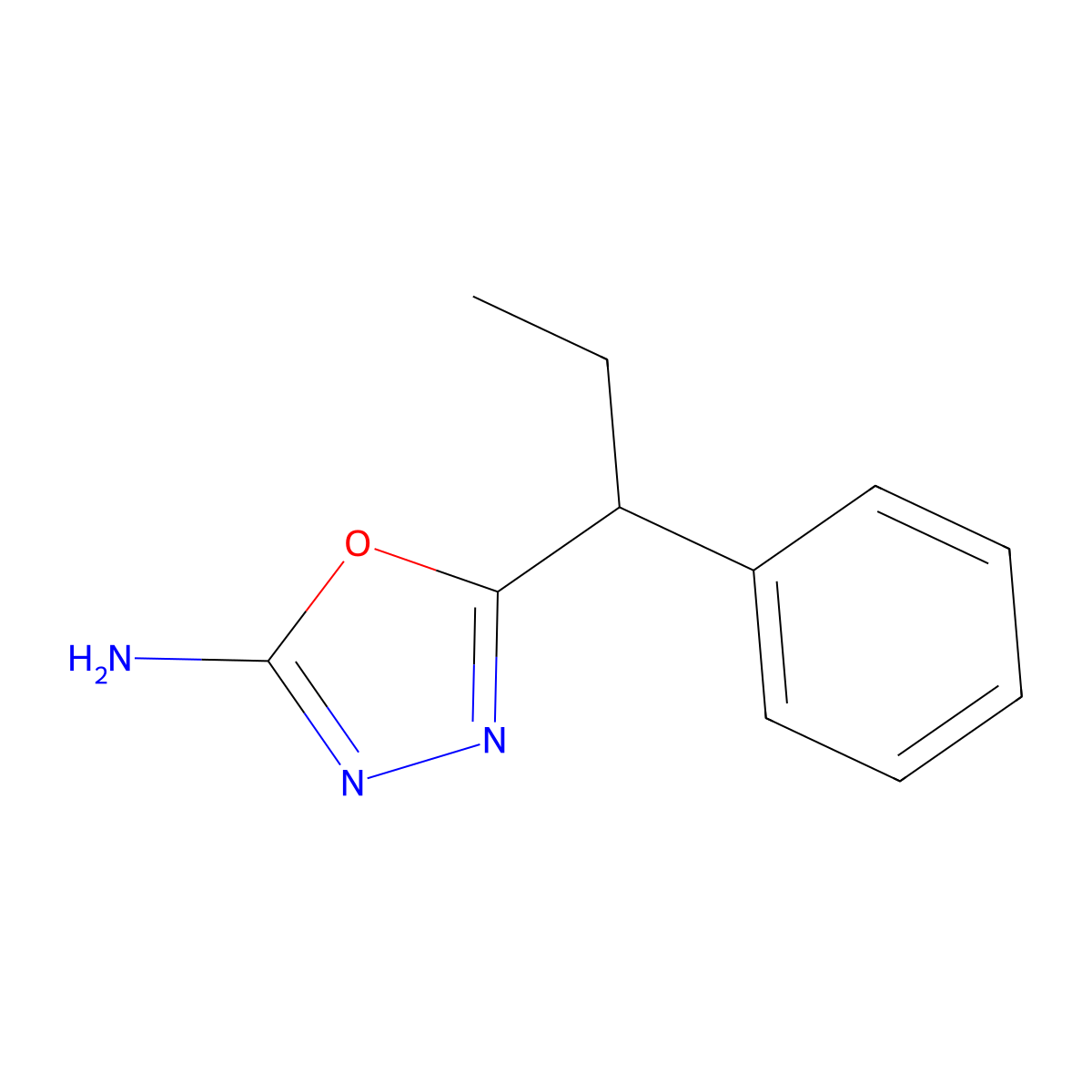 5-(1-Phenylpropyl)-1,3,4-oxadiazol-2-amine molecular structure, CAS 7659-11-2