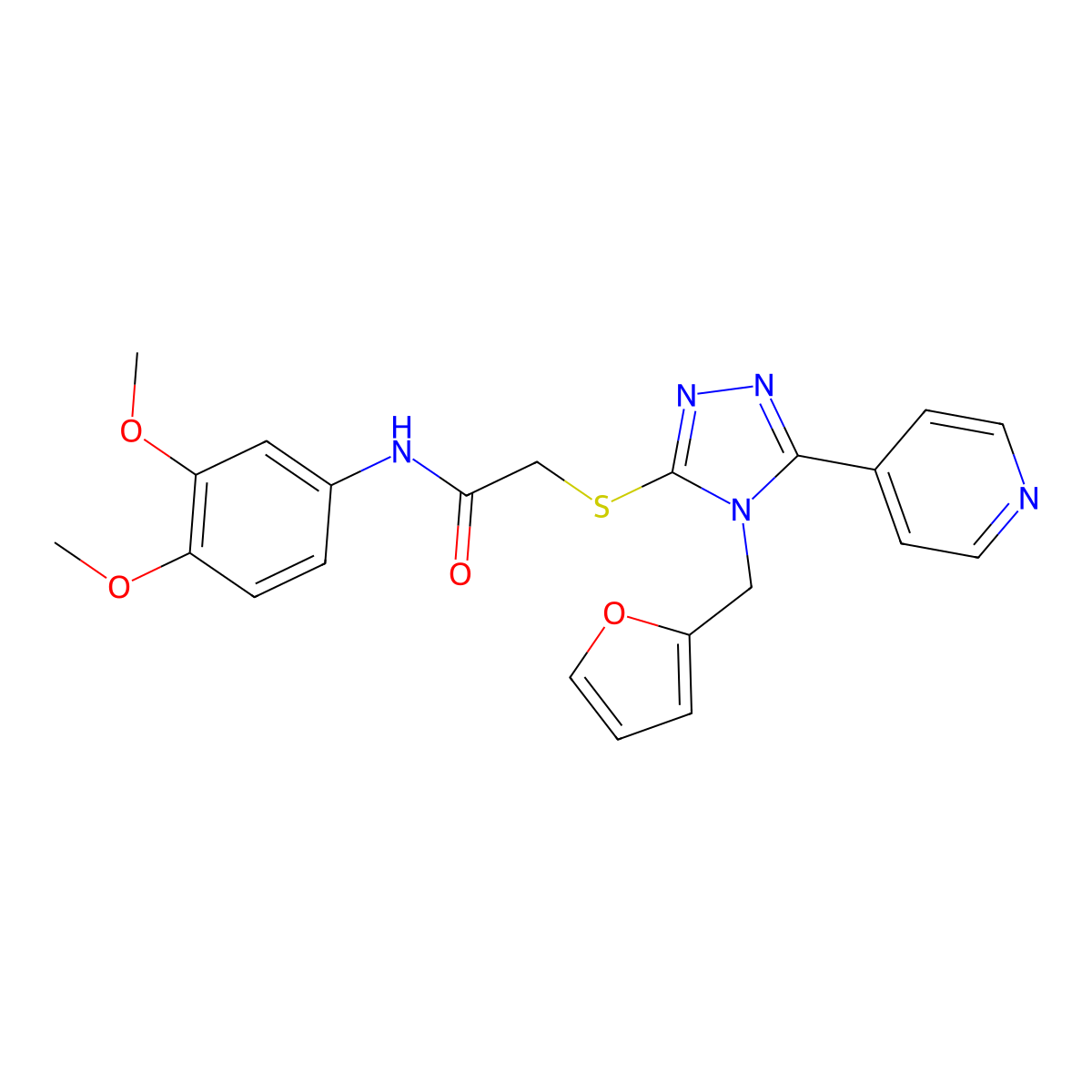 N-(3,4-dimethoxyphenyl)-2-{[4-(furan-2-ylmethyl)-5-(pyridin-4-yl)-4H-1,2,4-triazol-3-yl]sulfanyl}acetamide molecular structure, CAS 765902-50-9