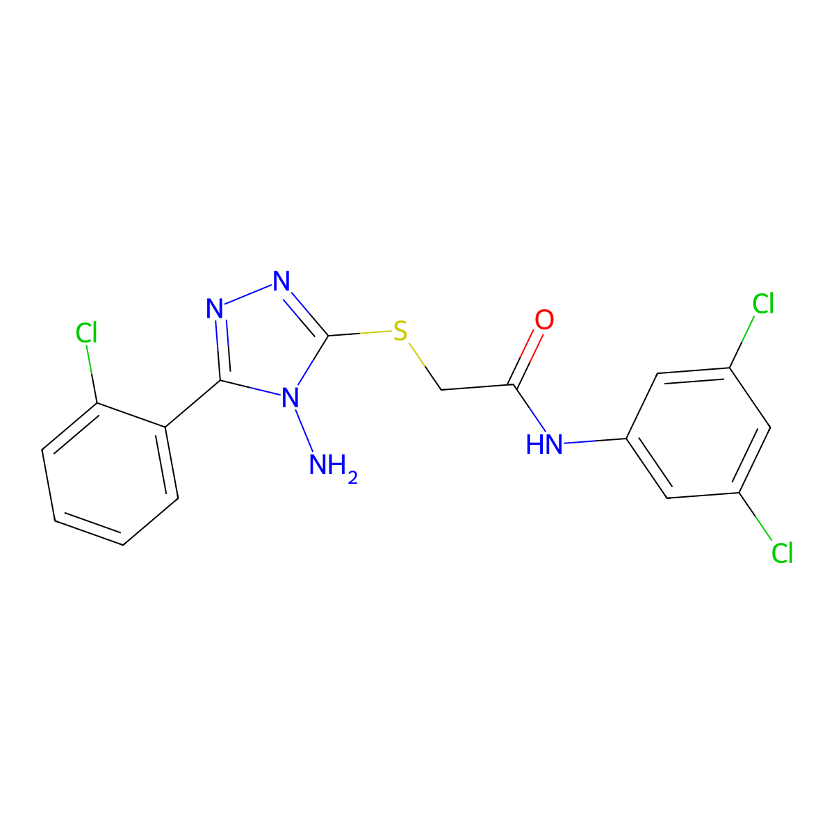 2-((4-amino-5-(2-chlorophenyl)-4H-1,2,4-triazol-3-yl)thio)-N-(3,5-dichlorophenyl)acetamide molecular structure, CAS 765903-58-0