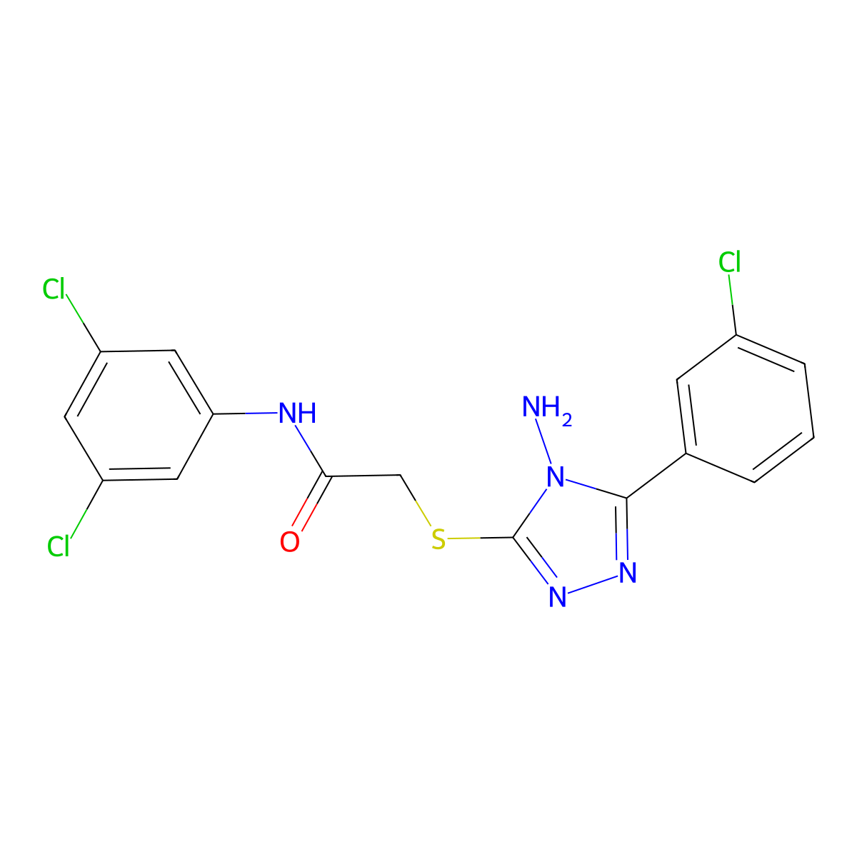 2-{[4-amino-5-(3-chlorophenyl)-4H-1,2,4-triazol-3-yl]sulfanyl}-N-(3,5-dichlorophenyl)acetamide molecular structure, CAS 765905-01-9