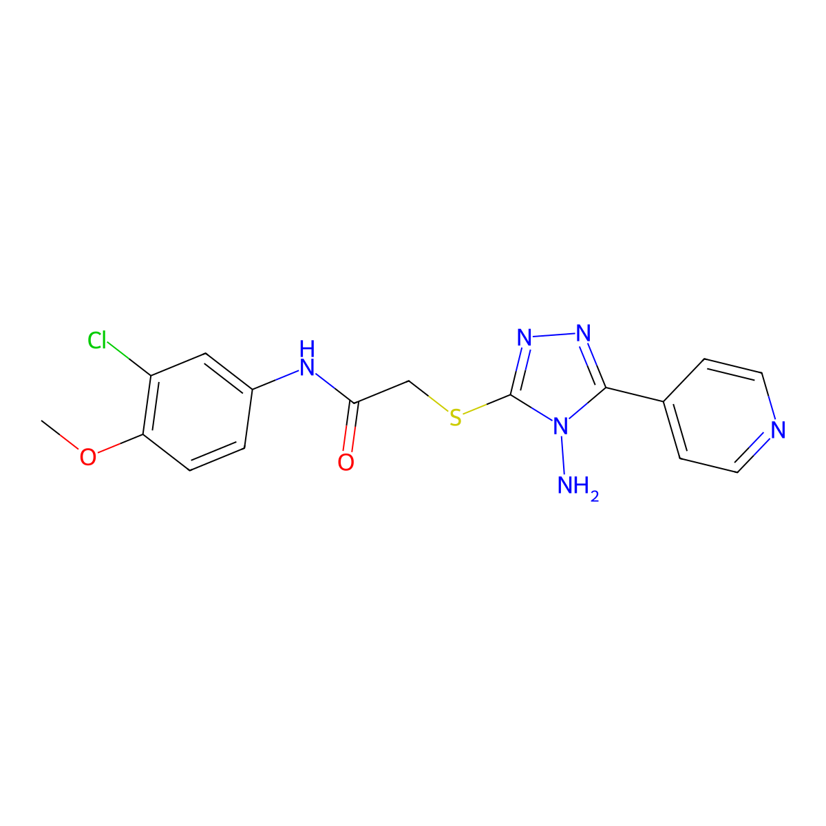 2-{[4-amino-5-(pyridin-4-yl)-4H-1,2,4-triazol-3-yl]sulfanyl}-N-(3-chloro-4-methoxyphenyl)acetamide molecular structure, CAS 765906-18-1