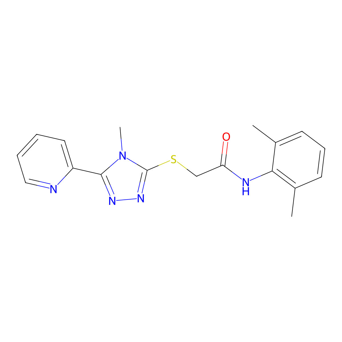 N-(2,6-dimethylphenyl)-2-{[4-methyl-5-(pyridin-2-yl)-4H-1,2,4-triazol-3-yl]sulfanyl}acetamide molecular structure, CAS 765907-34-4