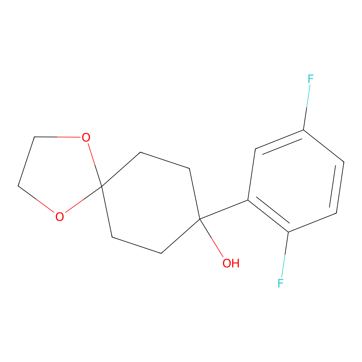 8-(2,5-Difluorophenyl)-1,4-dioxaspiro[4.5]decan-8-ol molecular structure, CAS 765913-33-5