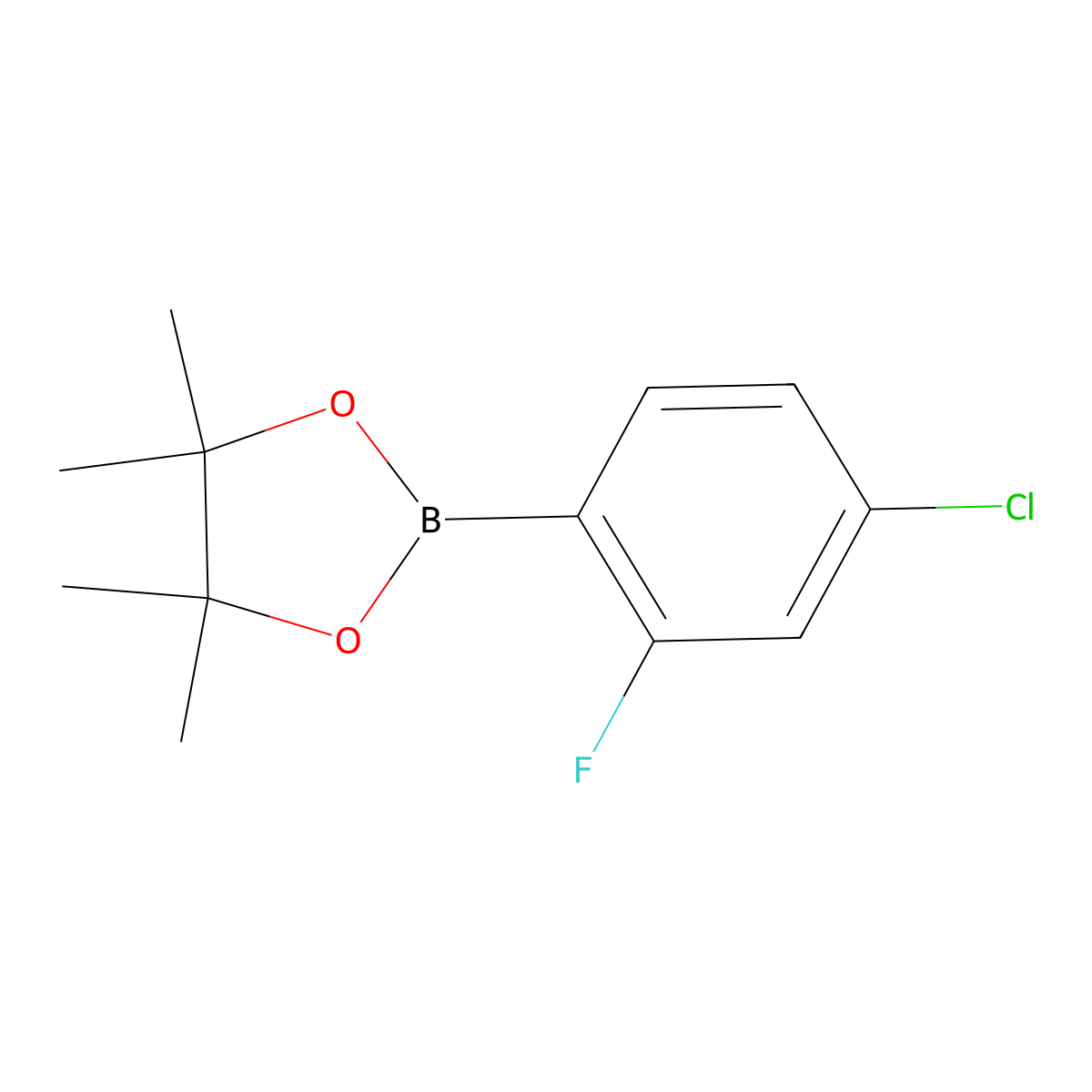 2-(4-Chloro-2-fluorophenyl)-4,4,5,5-tetramethyl-1,3,2-dioxaborolane molecular structure, CAS 765917-27-9