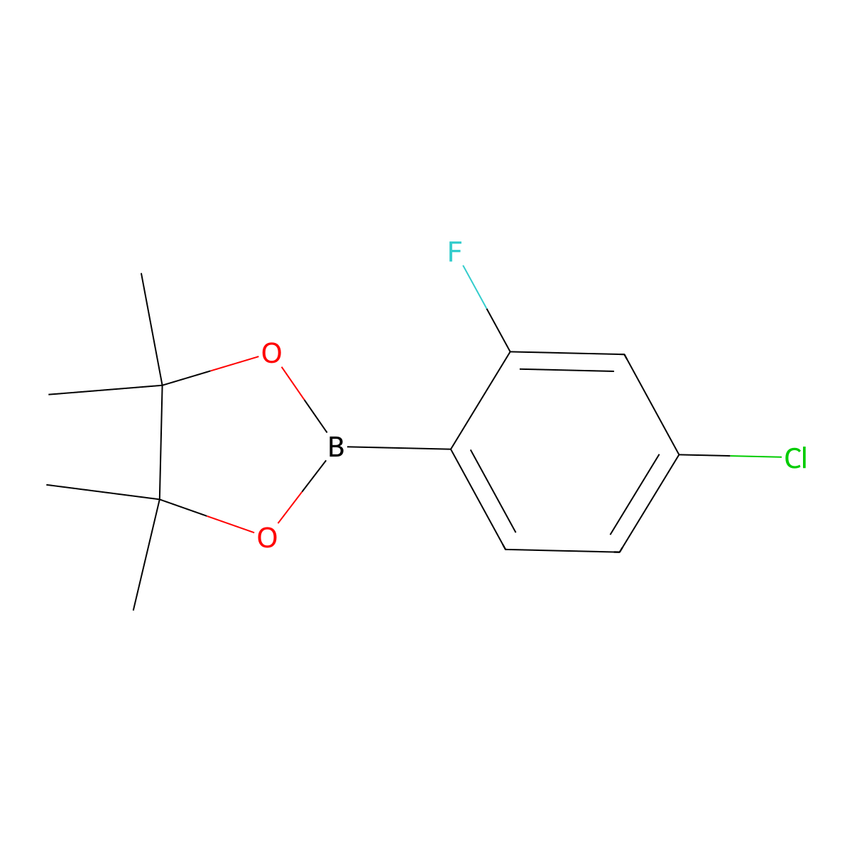 2-(4-Chloro-2-fluorophenyl)-4,4,5,5-tetramethyl-1,3,2-dioxaborolane molecular structure, CAS 765917-27-9