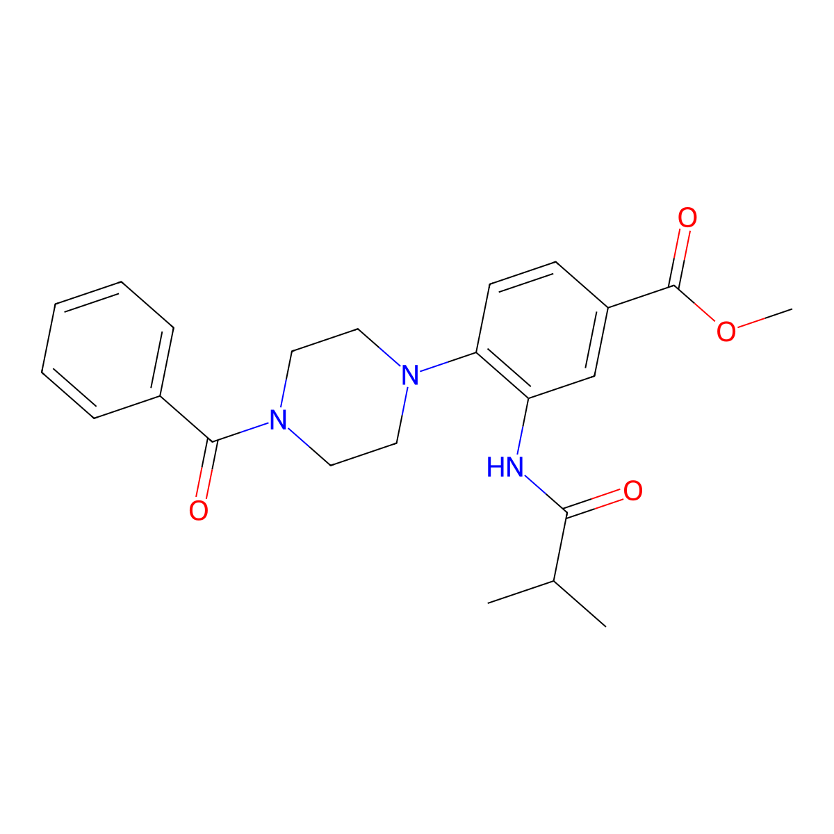 Methyl 4-(4-benzoyl-1-piperazinyl)-3-(isobutyrylamino)benzoate molecular structure, CAS 765918-05-6