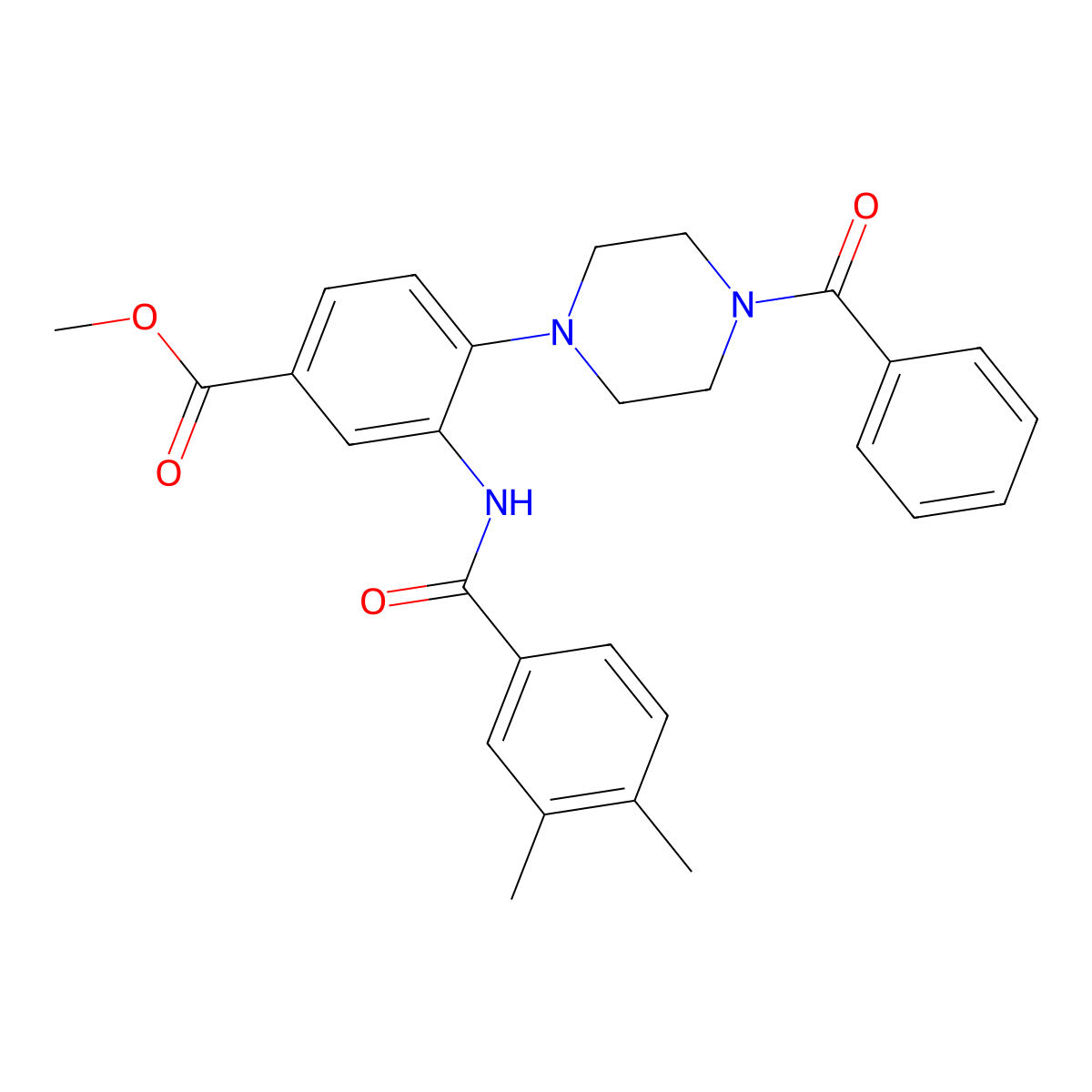 Methyl 4-(4-benzoyl-1-piperazinyl)-3-[(3,4-dimethylbenzoyl)amino]benzoate molecular structure, CAS 765918-10-3