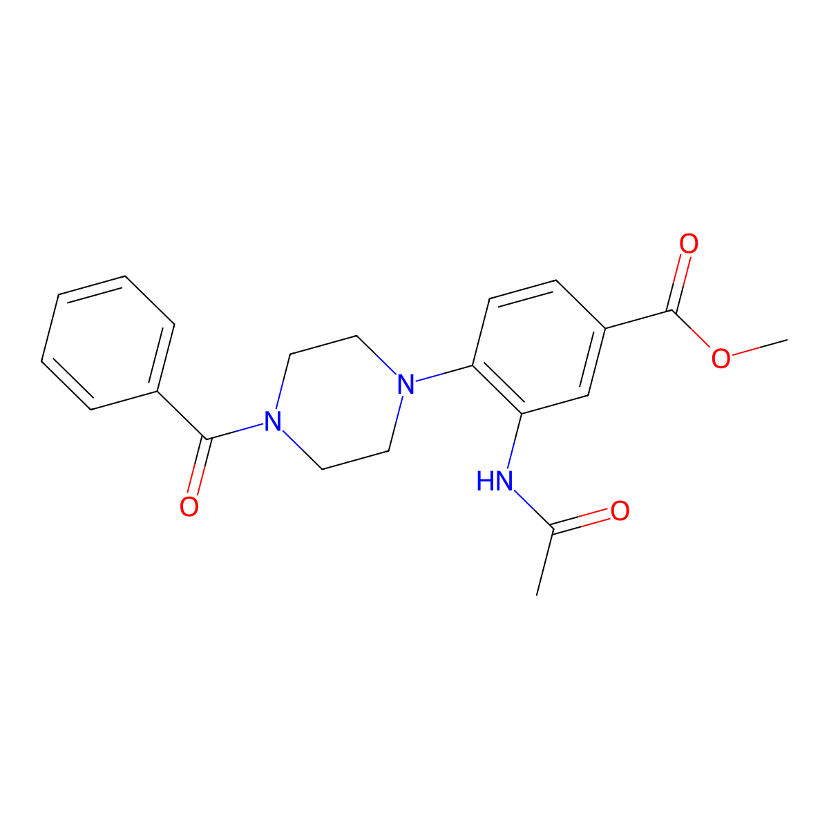 Methyl 3-acetamido-4-(4-benzoylpiperazin-1-yl)benzoate molecular structure, CAS 765918-48-7