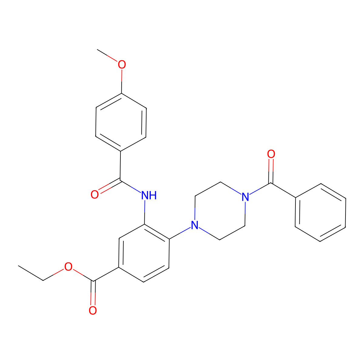 Ethyl 4-(4-benzoyl-1-piperazinyl)-3-[(4-methoxybenzoyl)amino]benzoate molecular structure, CAS 765918-96-5