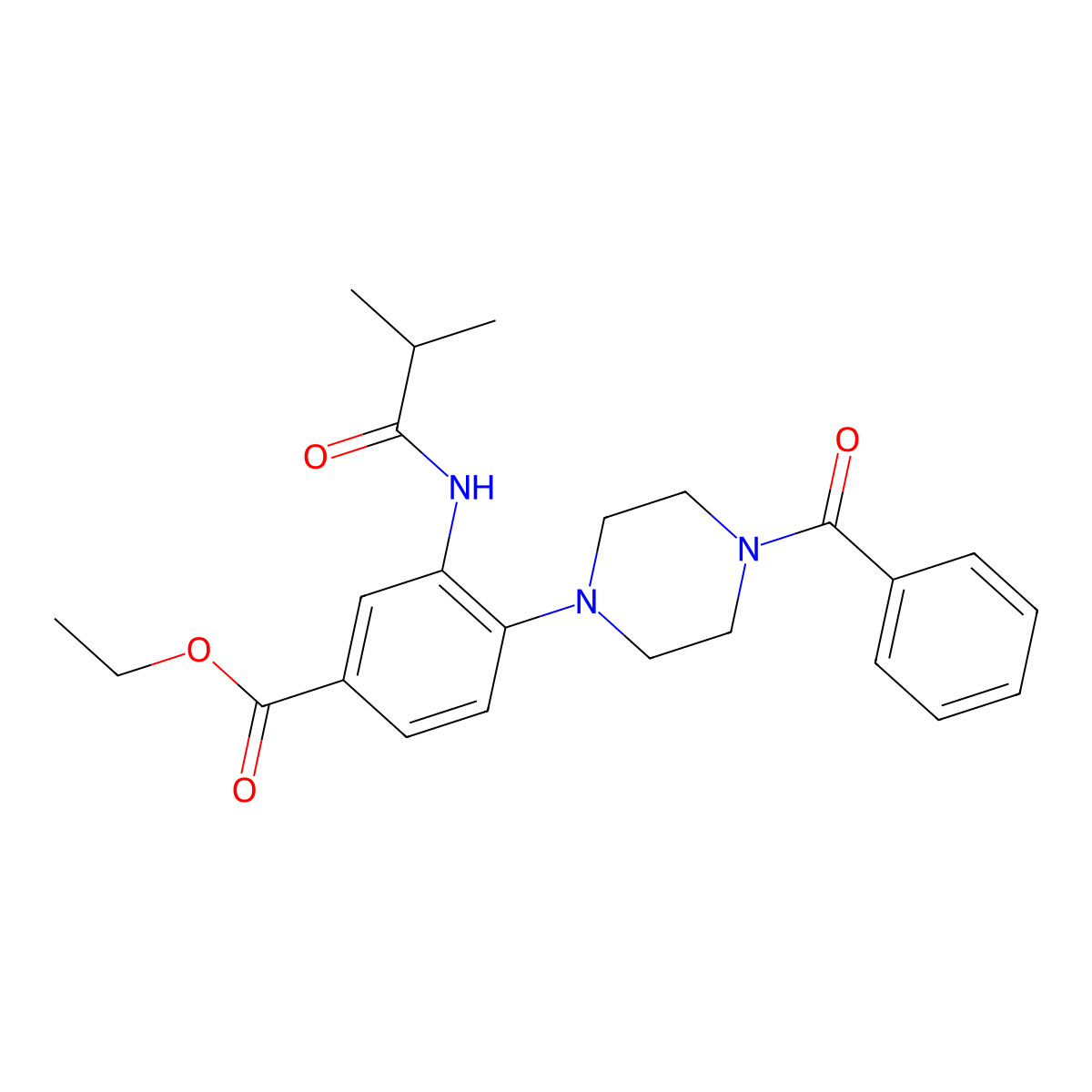 Ethyl 4-(4-benzoylpiperazin-1-yl)-3-isobutyramidobenzoate molecular structure, CAS 765919-19-5