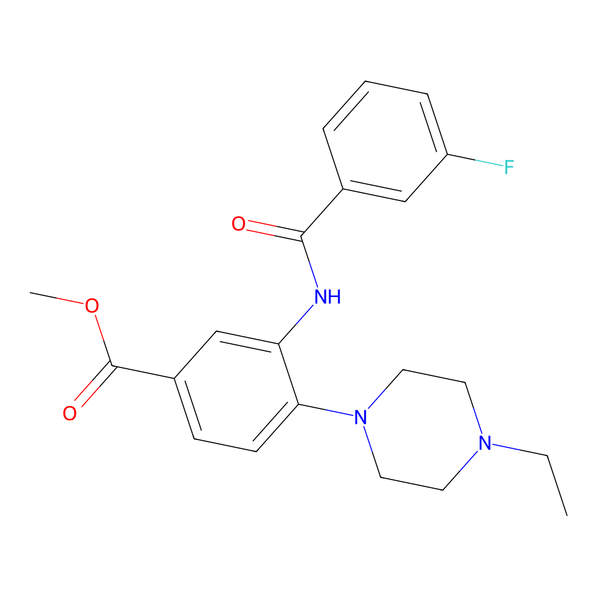 Methyl 4-(4-ethylpiperazin-1-YL)-3-(3-fluorobenzamido)benzoate molecular structure, CAS 765920-25-0