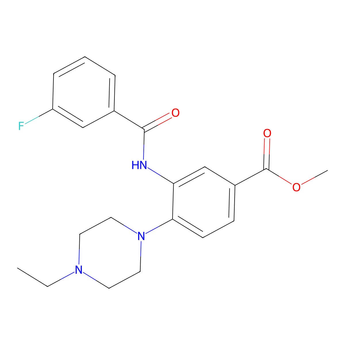 Methyl 4-(4-ethylpiperazin-1-YL)-3-(3-fluorobenzamido)benzoate molecular structure, CAS 765920-25-0