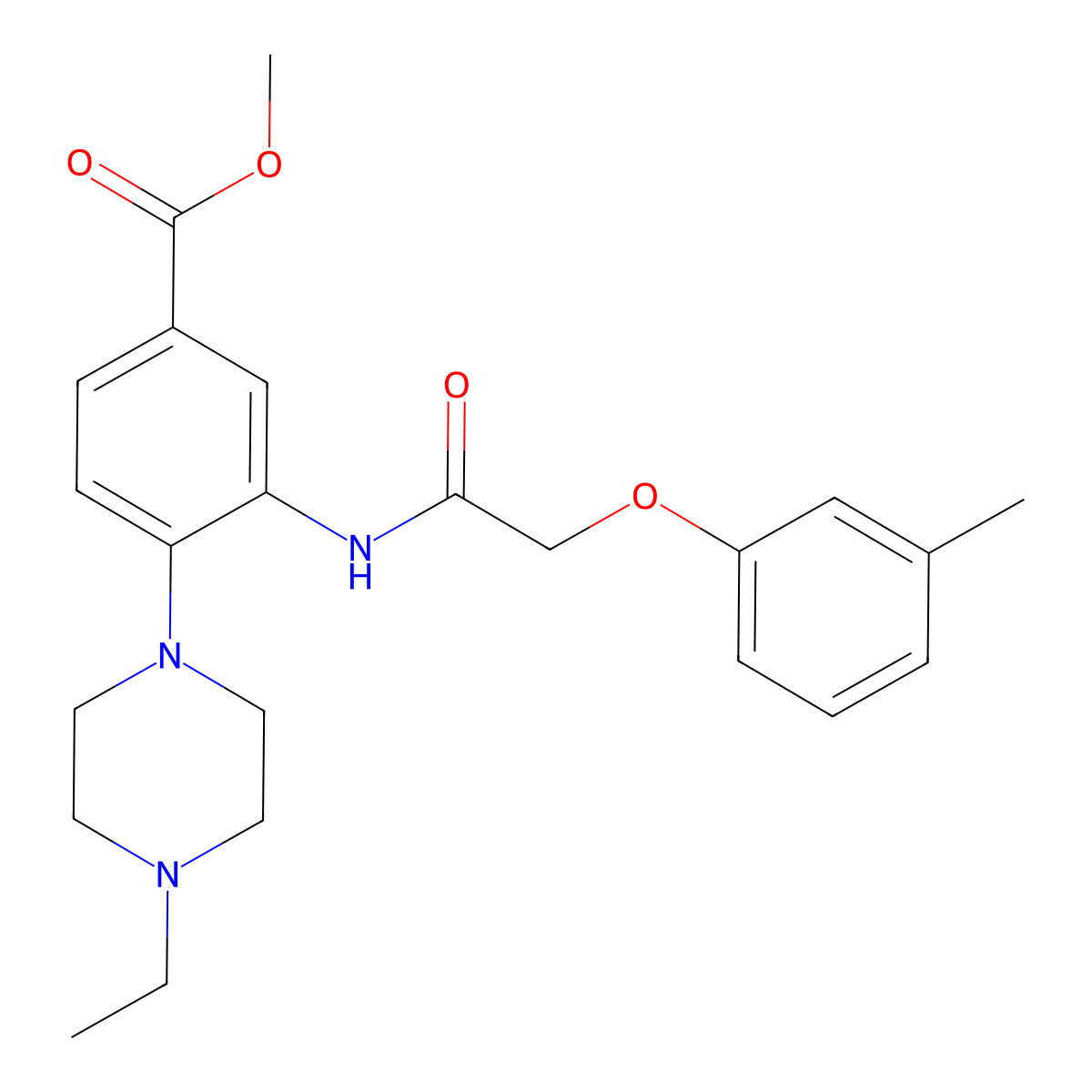 Methyl 4-(4-ethylpiperazin-1-yl)-3-{[(3-methylphenoxy)acetyl]amino}benzoate molecular structure, CAS 765920-33-0
