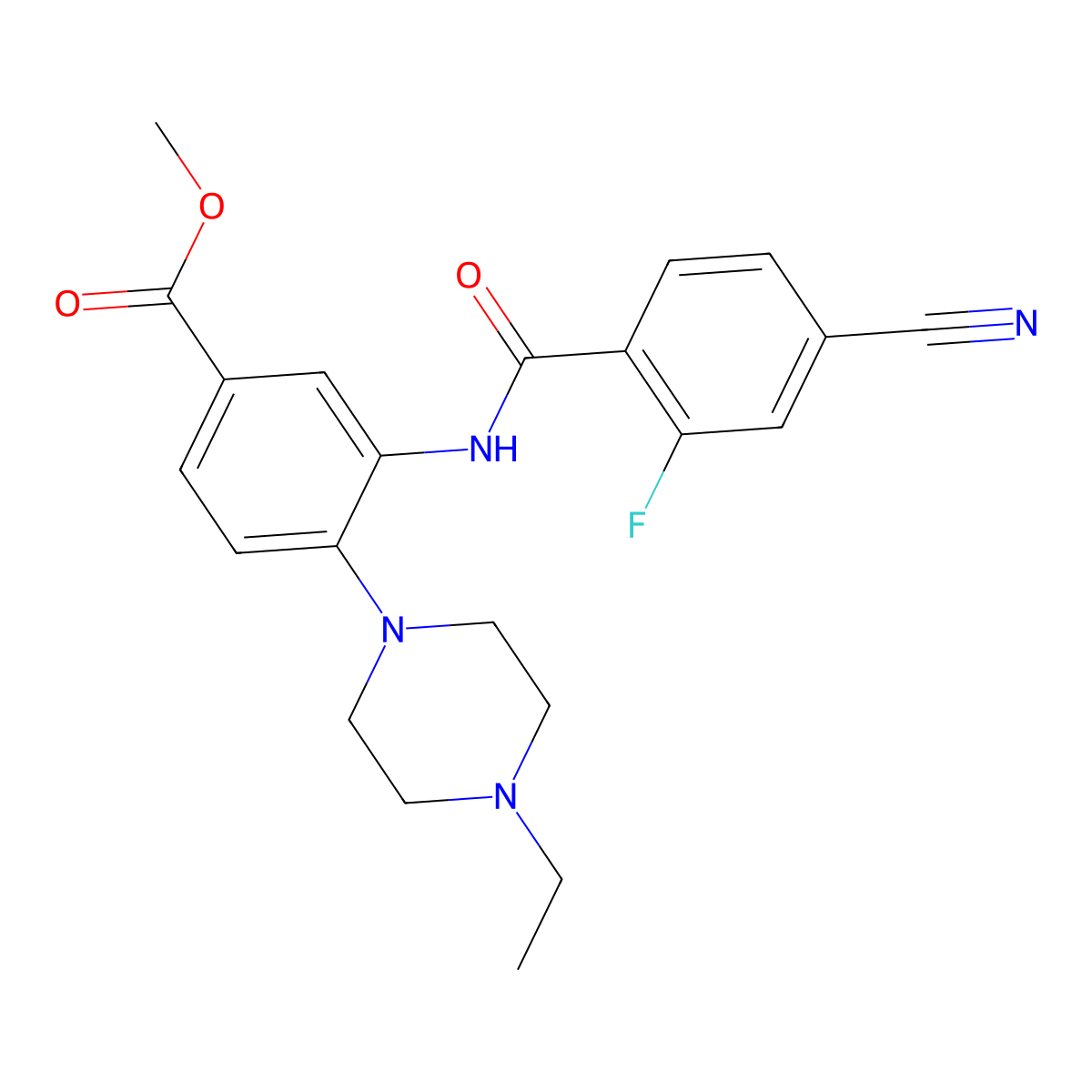Methyl 3-(4-cyano-2-fluorobenzamido)-4-(4-ethylpiperazin-1-YL)benzoate molecular structure, CAS 765920-38-5