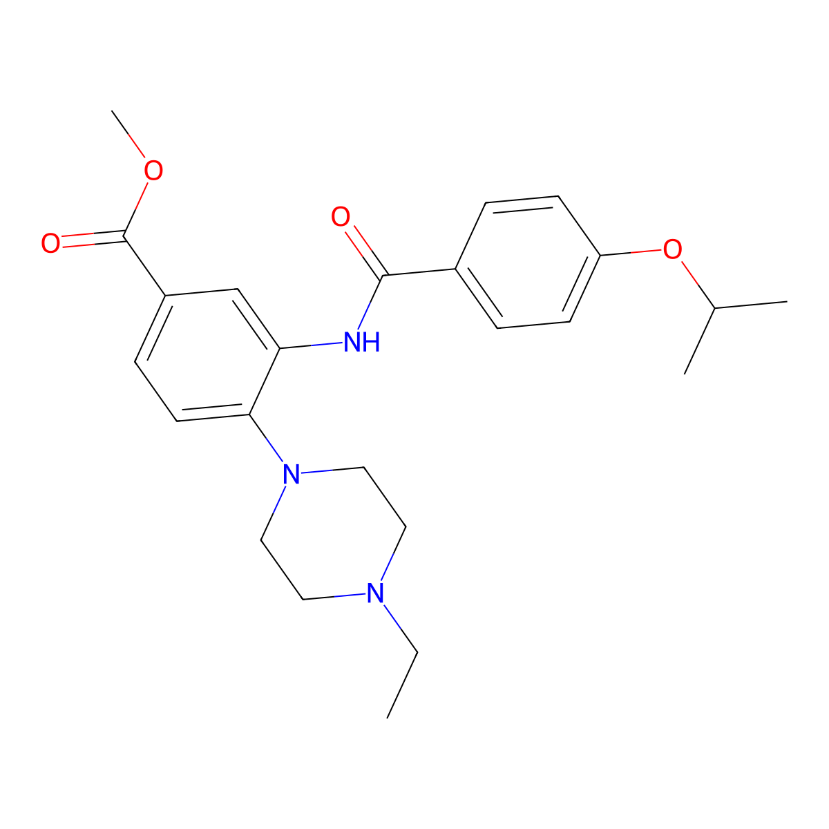 Methyl 4-(4-ethylpiperazin-1-yl)-3-[(4-propan-2-yloxybenzoyl)amino]benzoate molecular structure, CAS 765920-41-0