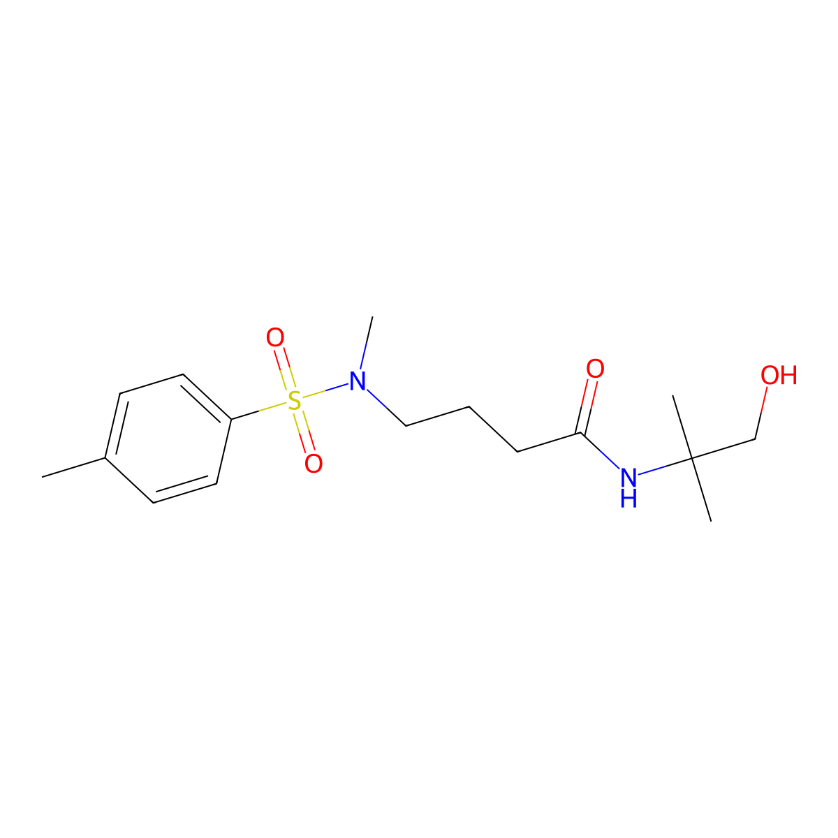N-(1-hydroxy-2-methylpropan-2-yl)-4-{methyl[(4-methylphenyl)sulfonyl]amino}butanamide molecular structure, CAS 765922-41-6
