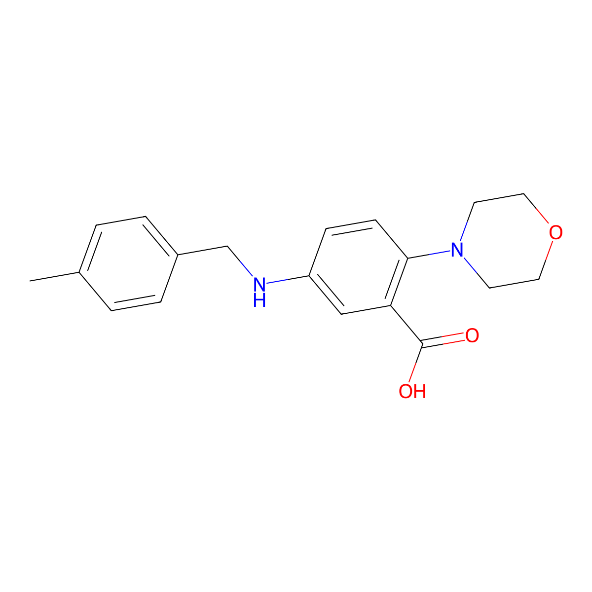 5-[(4-Methylphenyl)methylamino]-2-morpholin-4-ylbenzoic acid molecular structure, CAS 765924-65-0