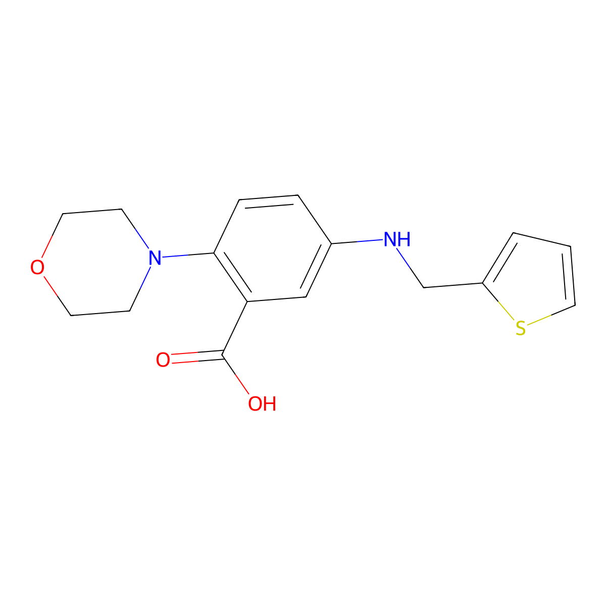 2-(4-Morpholinyl)-5-[(2-thienylmethyl)amino]benzoic acid molecular structure, CAS 765924-67-2