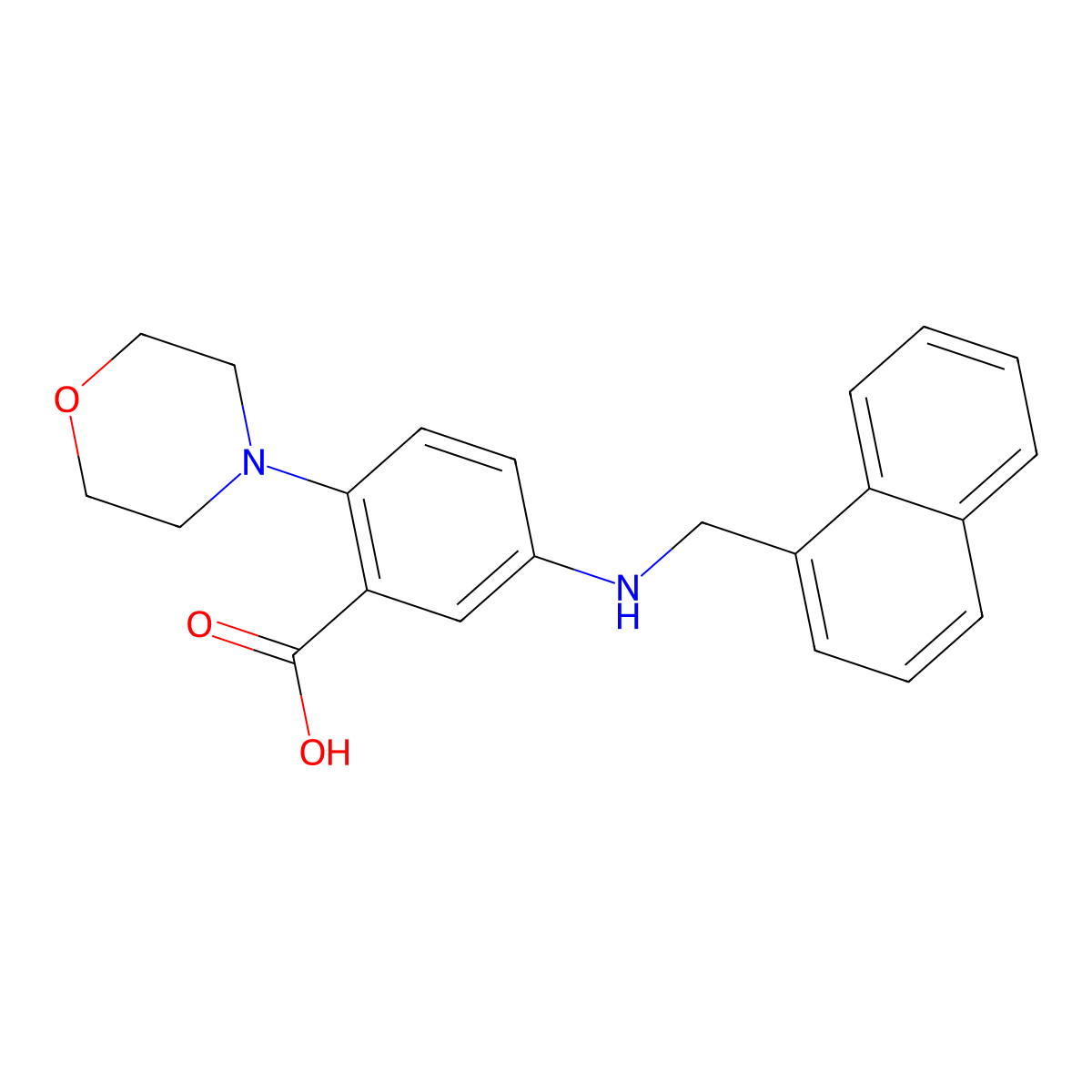 2-(4-Morpholinyl)-5-[(1-naphthylmethyl)amino]benzoic acid molecular structure, CAS 765924-68-3