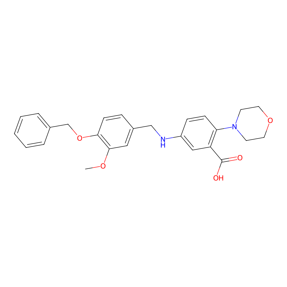 5-{[4-(Benzyloxy)-3-methoxybenzyl]amino}-2-(morpholin-4-yl)benzoic acid molecular structure, CAS 765924-71-8
