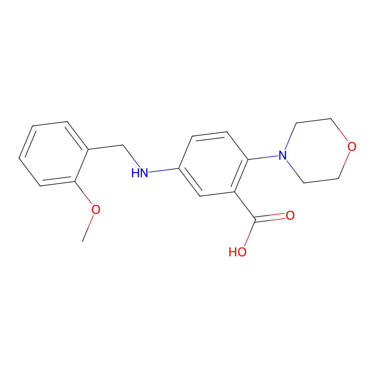 5-[(2-Methoxybenzyl)amino]-2-(4-morpholinyl)benzoic acid molecular structure, CAS 765924-78-5