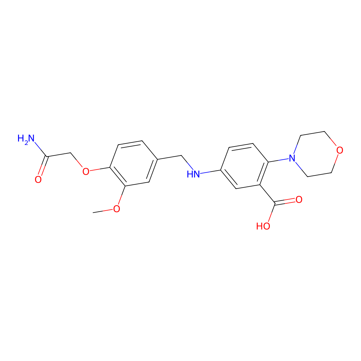 5-[[4-(2-Amino-2-oxoethoxy)-3-methoxyphenyl]methylamino]-2-(4-morpholinyl)benzoic acid molecular structure, CAS 765924-80-9