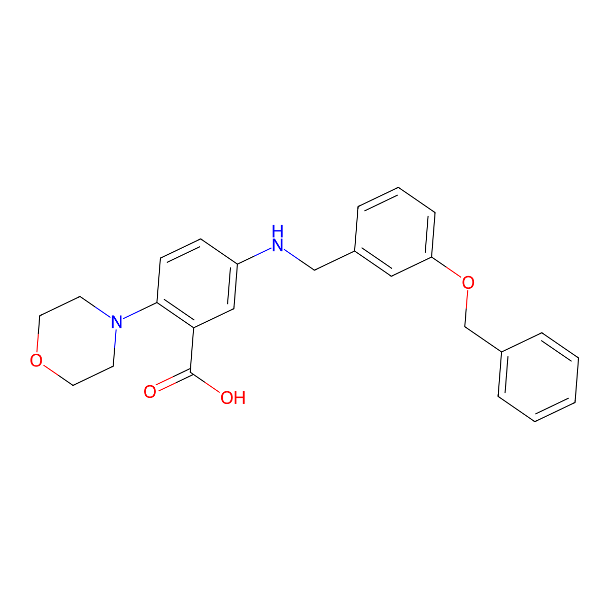 5-((3-(Benzyloxy)benzyl)amino)-2-morpholinobenzoic acid molecular structure, CAS 765924-83-2