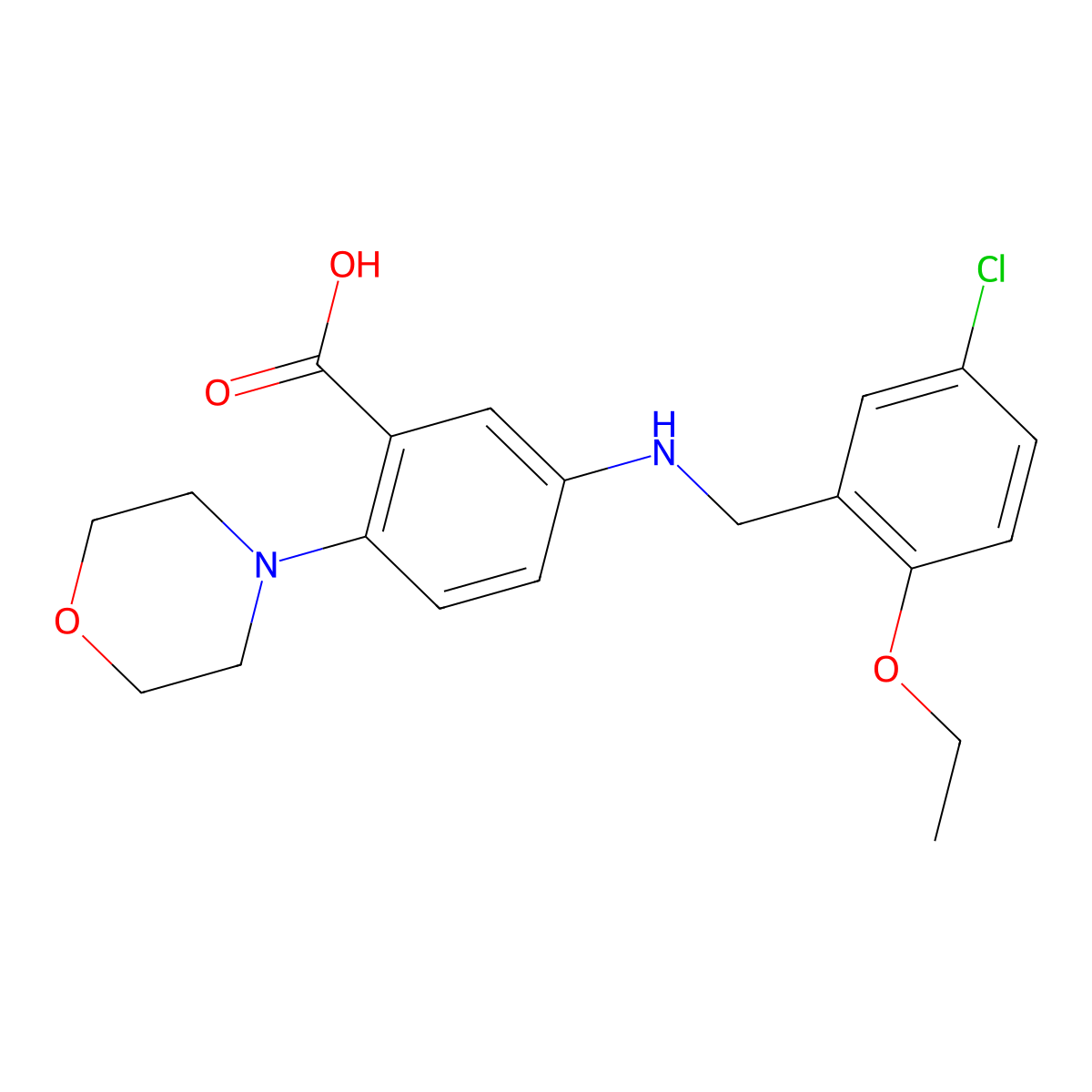 5-[(5-Chloro-2-ethoxybenzyl)amino]-2-(morpholin-4-yl)benzoic acid molecular structure, CAS 765925-00-6