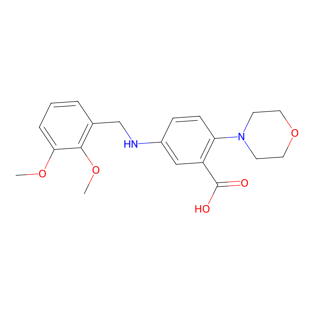 5-[(2,3-Dimethoxybenzyl)amino]-2-(4-morpholinyl)benzoic acid molecular structure, CAS 765925-02-8