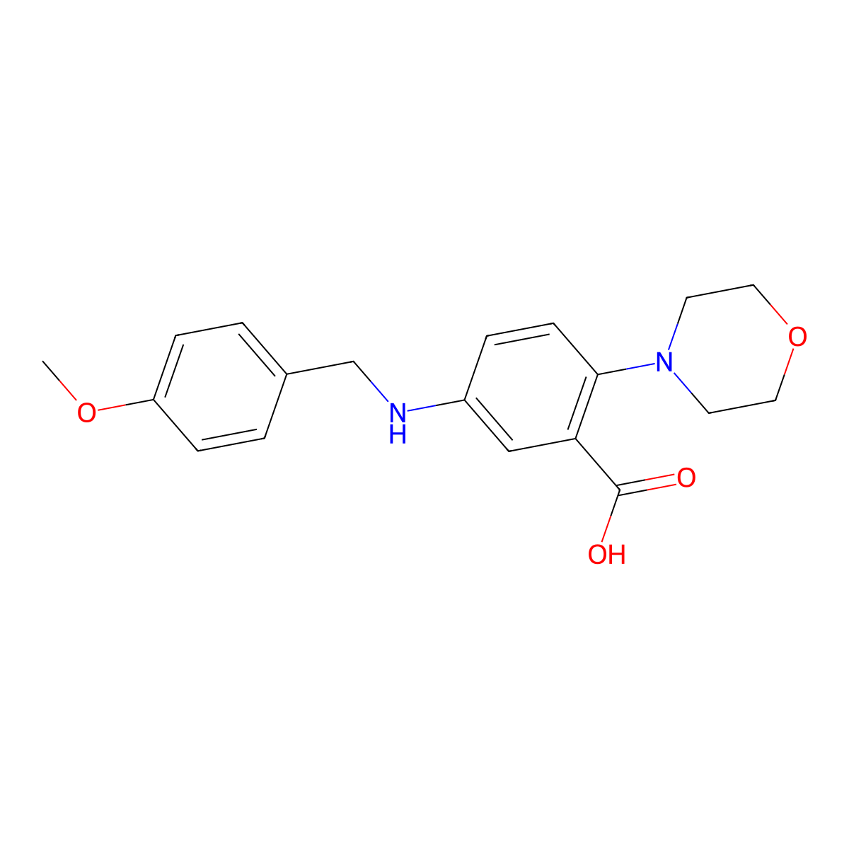 5-[(4-Methoxybenzyl)amino]-2-(morpholin-4-yl)benzoic acid molecular structure, CAS 765925-07-3