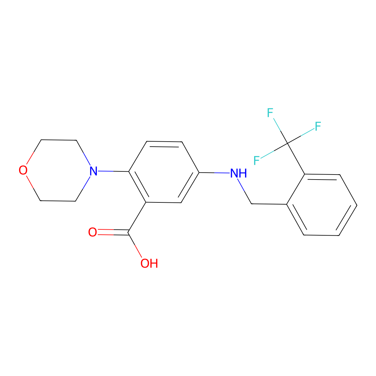 2-(4-Morpholinyl)-5-{[2-(trifluoromethyl)benzyl]amino}benzoic acid molecular structure, CAS 765925-10-8
