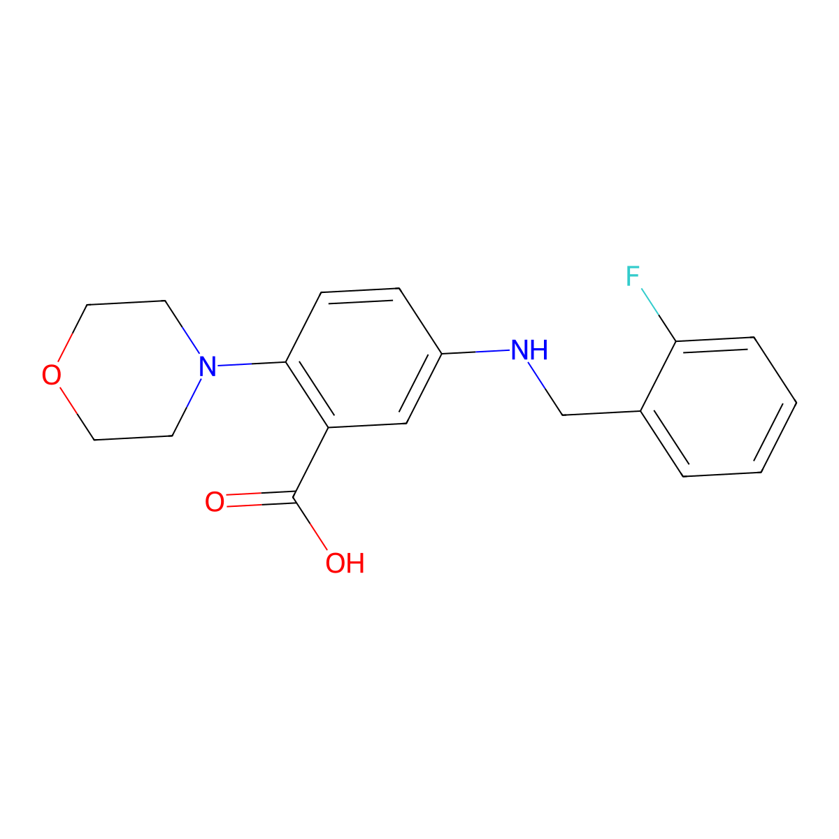 5-[(2-Fluorobenzyl)amino]-2-(morpholin-4-yl)benzoic acid molecular structure, CAS 765925-11-9