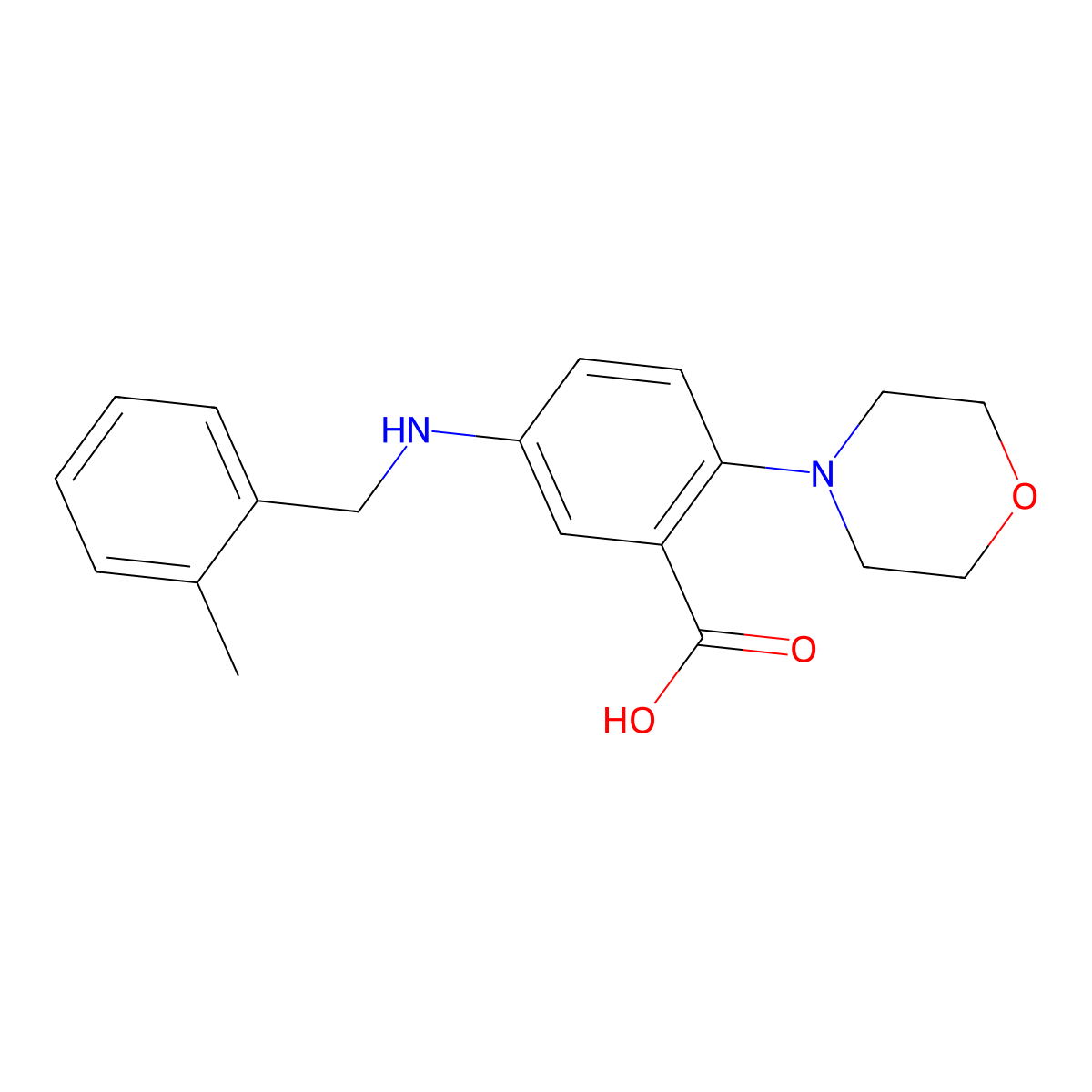 5-[(2-Methylphenyl)methylamino]-2-morpholin-4-ylbenzoic acid molecular structure, CAS 765925-12-0