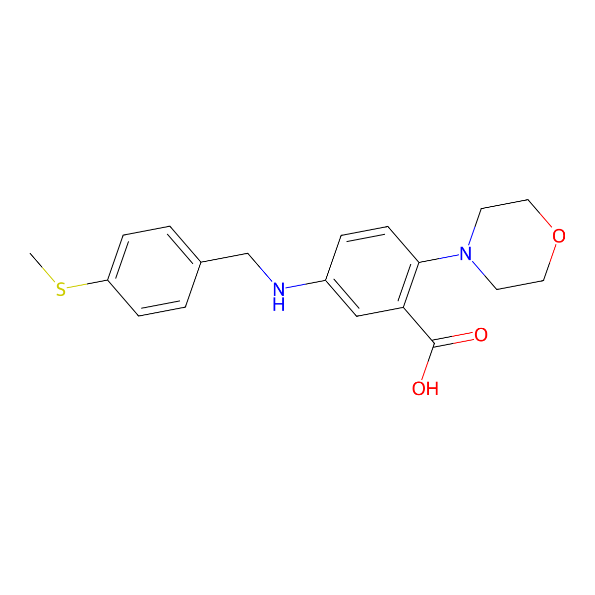 5-{[4-(Methylsulfanyl)benzyl]amino}-2-(4-morpholinyl)benzoic acid molecular structure, CAS 765925-13-1