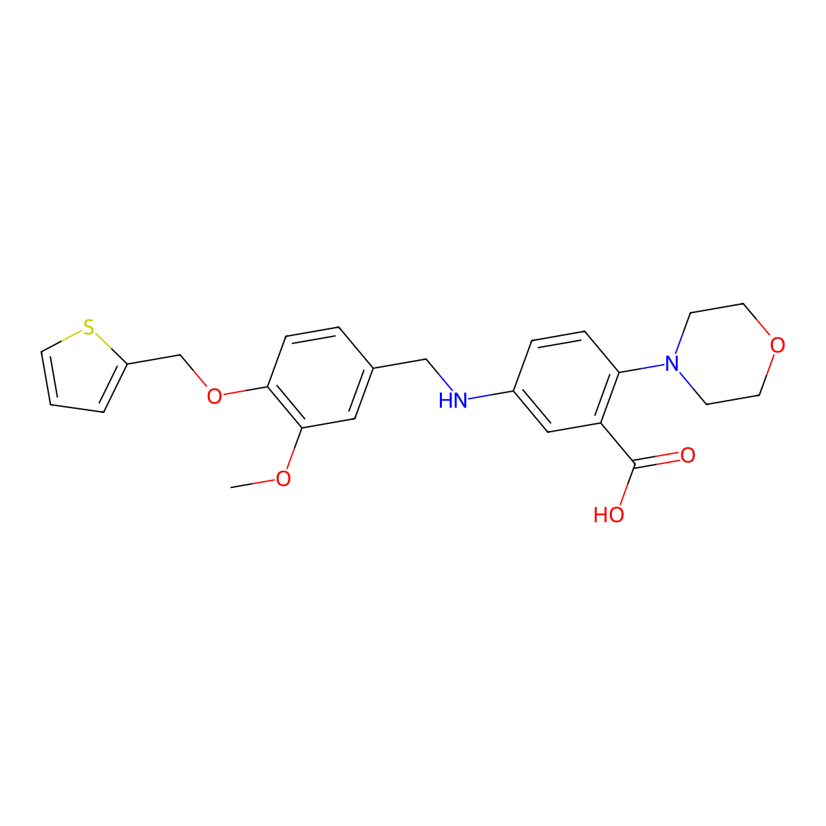 5-{[3-Methoxy-4-(thiophen-2-ylmethoxy)benzyl]amino}-2-(morpholin-4-yl)benzoic acid molecular structure, CAS 765925-14-2