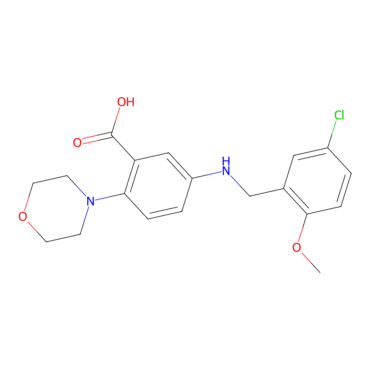 5-[(5-Chloro-2-methoxybenzyl)amino]-2-(4-morpholinyl)benzoic acid molecular structure, CAS 765925-15-3