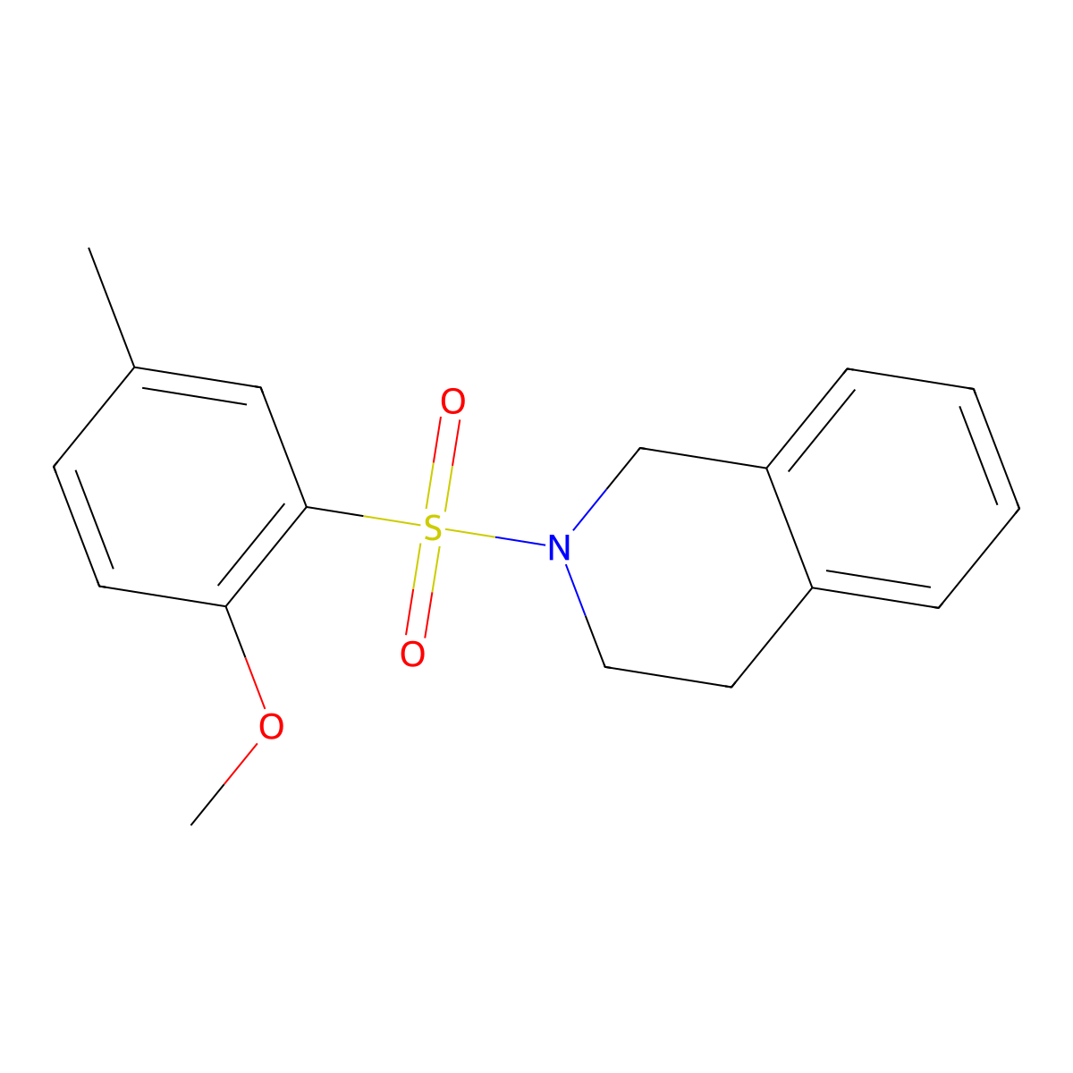 2-(2-methoxy-5-methylphenyl)sulfonyl-3,4-dihydro-1H-isoquinoline molecular structure, CAS 765925-96-0