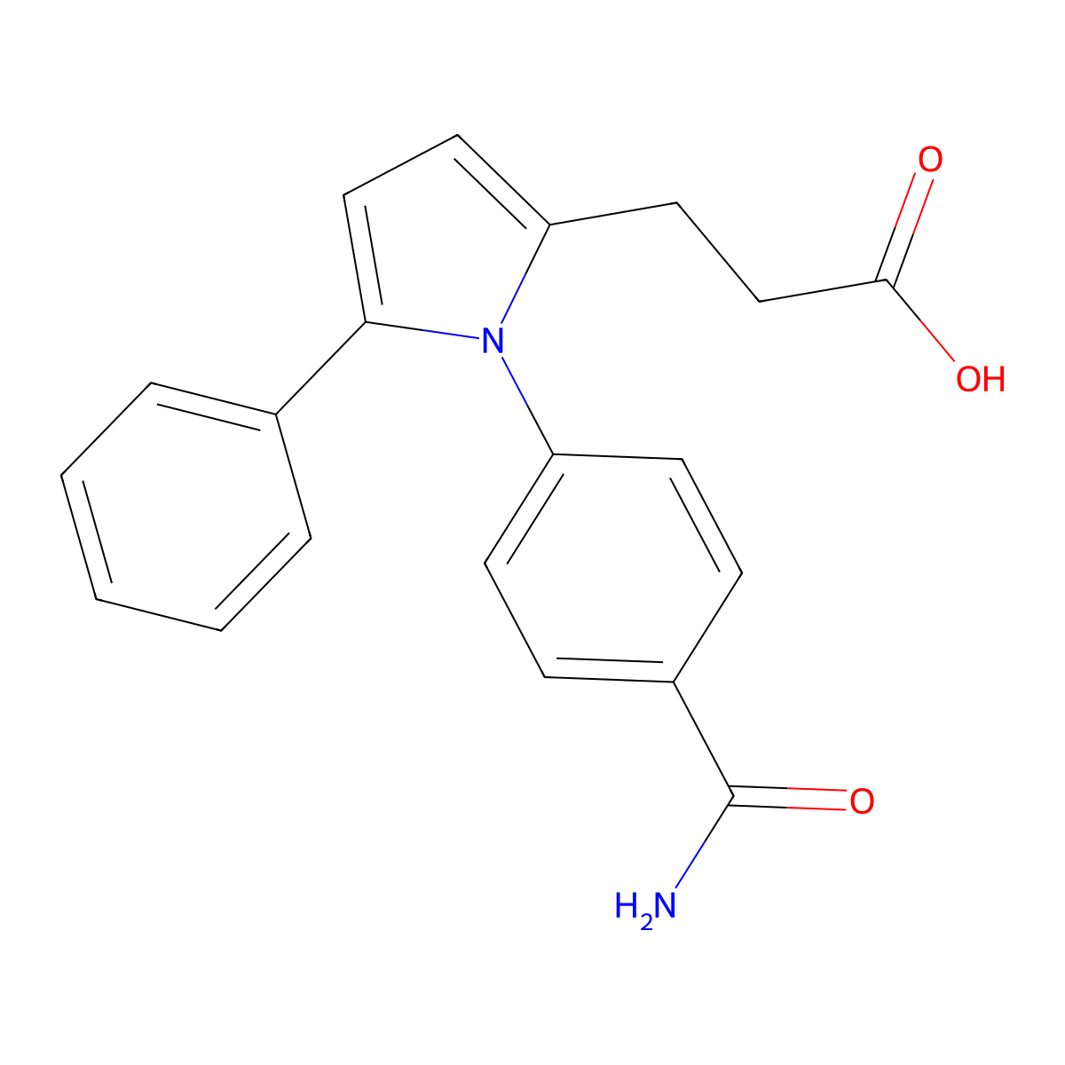 3-[1-(4-carbamoylphenyl)-5-phenyl-1H-pyrrol-2-yl]propanoic acid molecular structure, CAS 765925-97-1