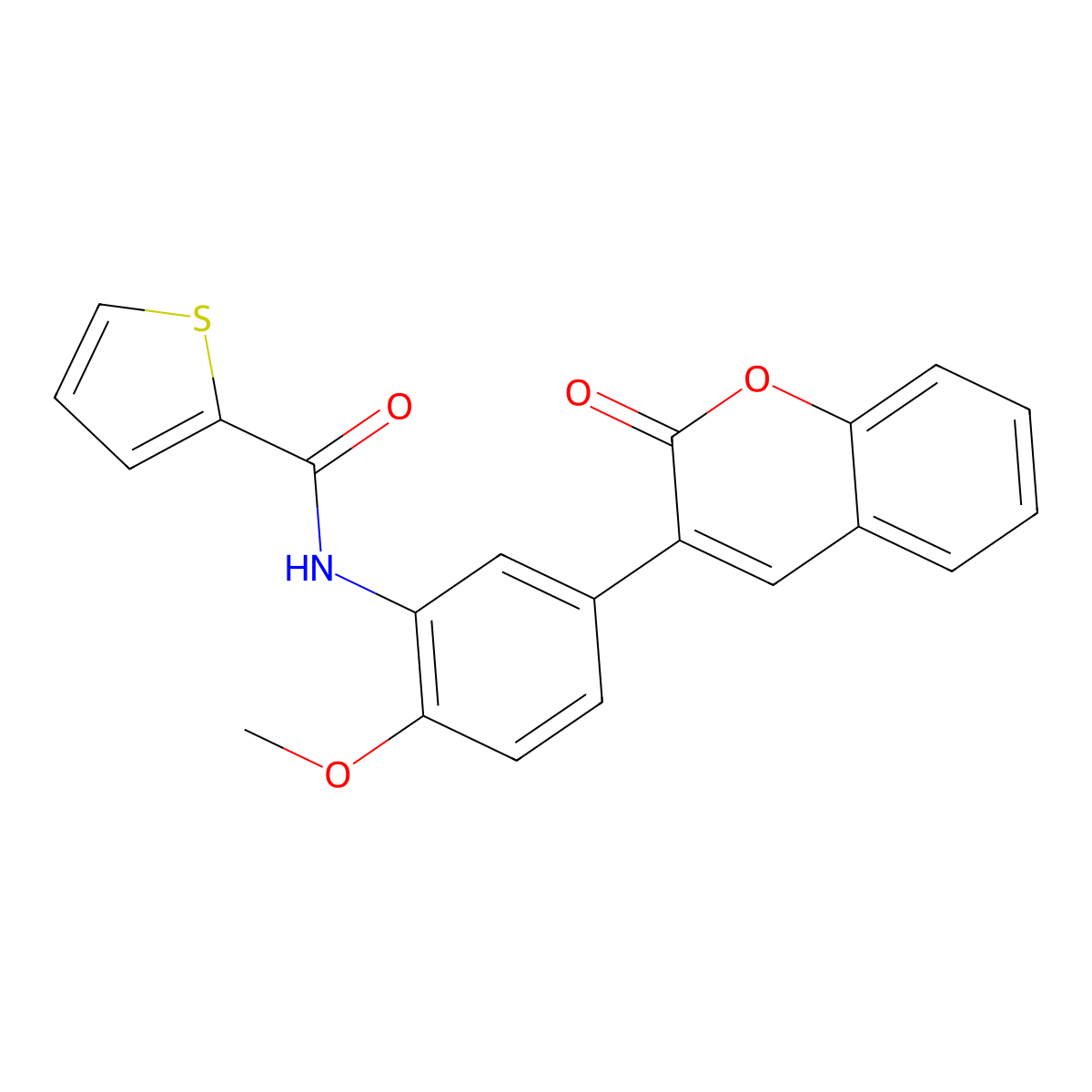 N-[2-methoxy-5-(2-oxochromen-3-yl)phenyl]thiophene-2-carboxamide molecular structure, CAS 765926-10-1