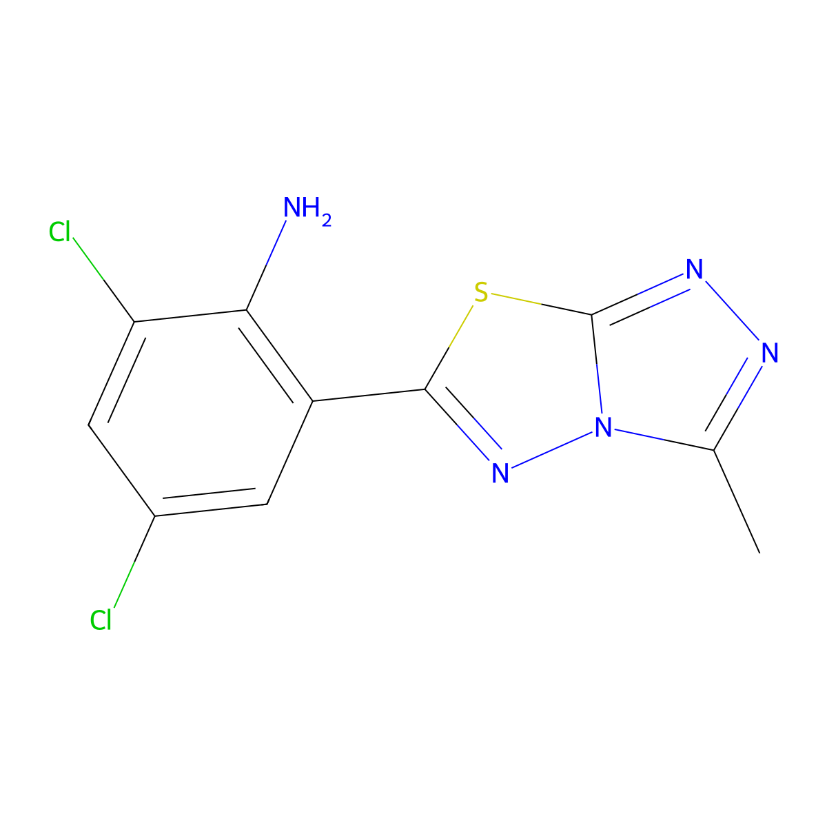 2,4-Dichloro-6-(3-methyl-[1,2,4]triazolo[3,4-b][1,3,4]thiadiazol-6-yl)aniline molecular structure, CAS 765926-19-0