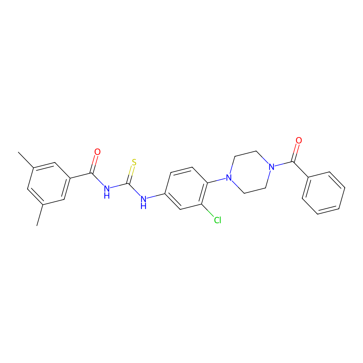 N-[[4-(4-benzoylpiperazin-1-yl)-3-chlorophenyl]carbamothioyl]-3,5-dimethylbenzamide molecular structure, CAS 765926-20-3