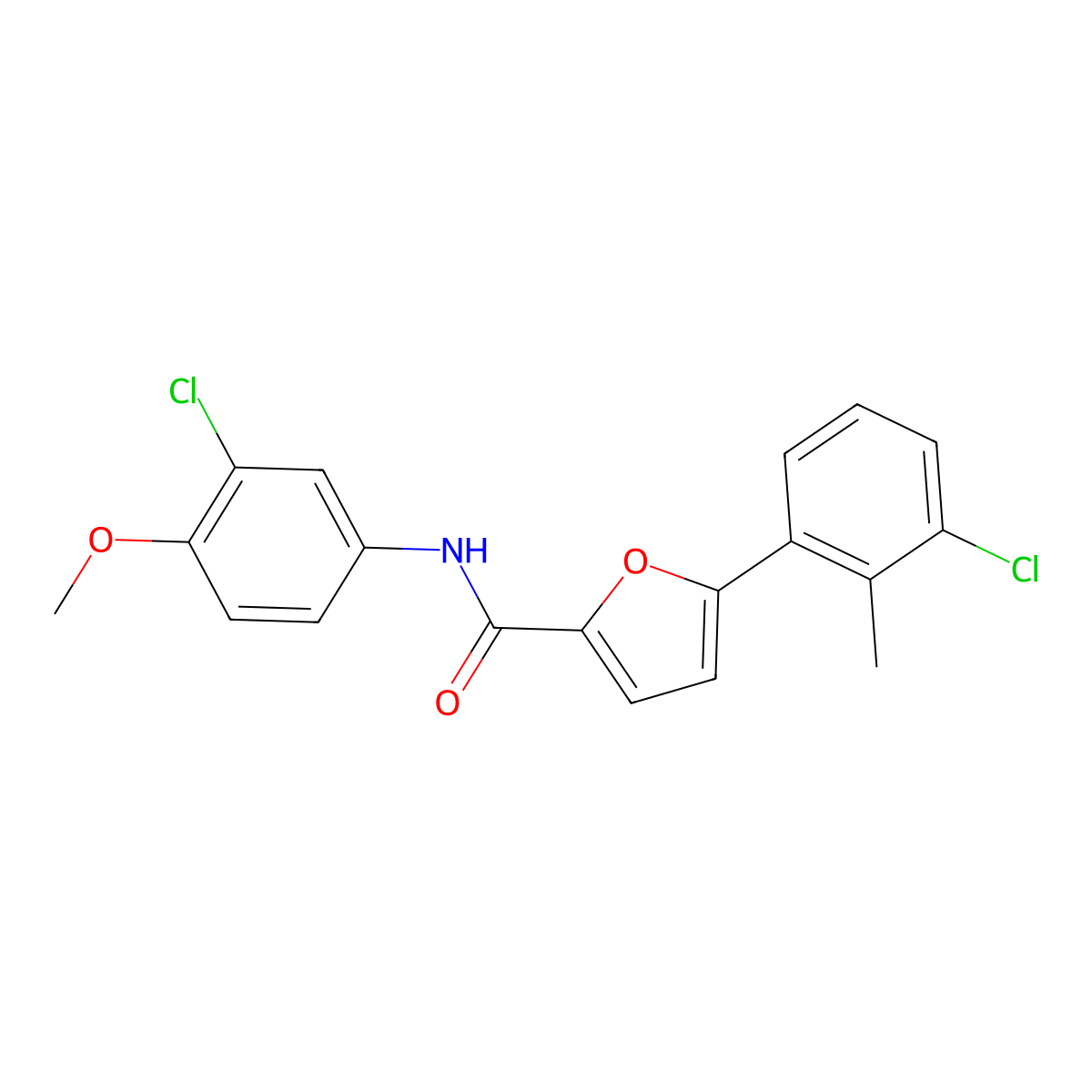 N-(3-chloro-4-methoxyphenyl)-5-(3-chloro-2-methylphenyl)furan-2-carboxamide molecular structure, CAS 765926-21-4