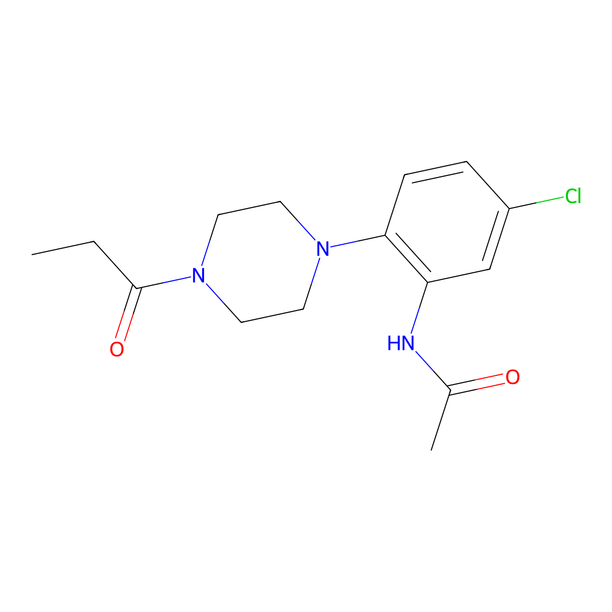 N-[5-chloro-2-(4-propanoylpiperazin-1-yl)phenyl]acetamide molecular structure, CAS 765926-25-8