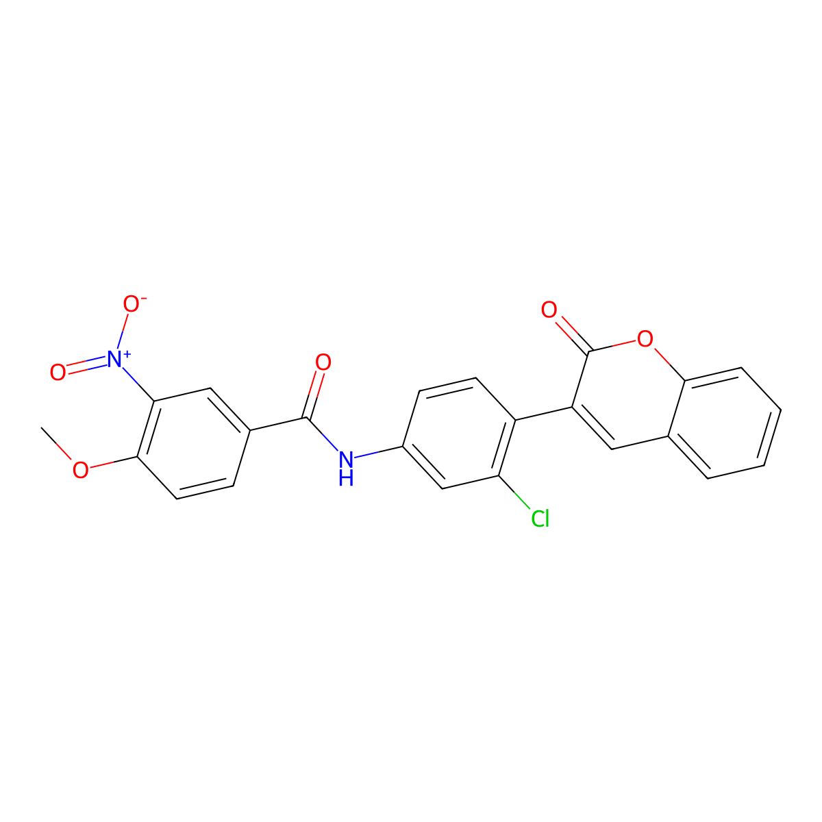 N-[3-chloro-4-(2-oxochromen-3-yl)phenyl]-4-methoxy-3-nitrobenzamide molecular structure, CAS 765926-28-1