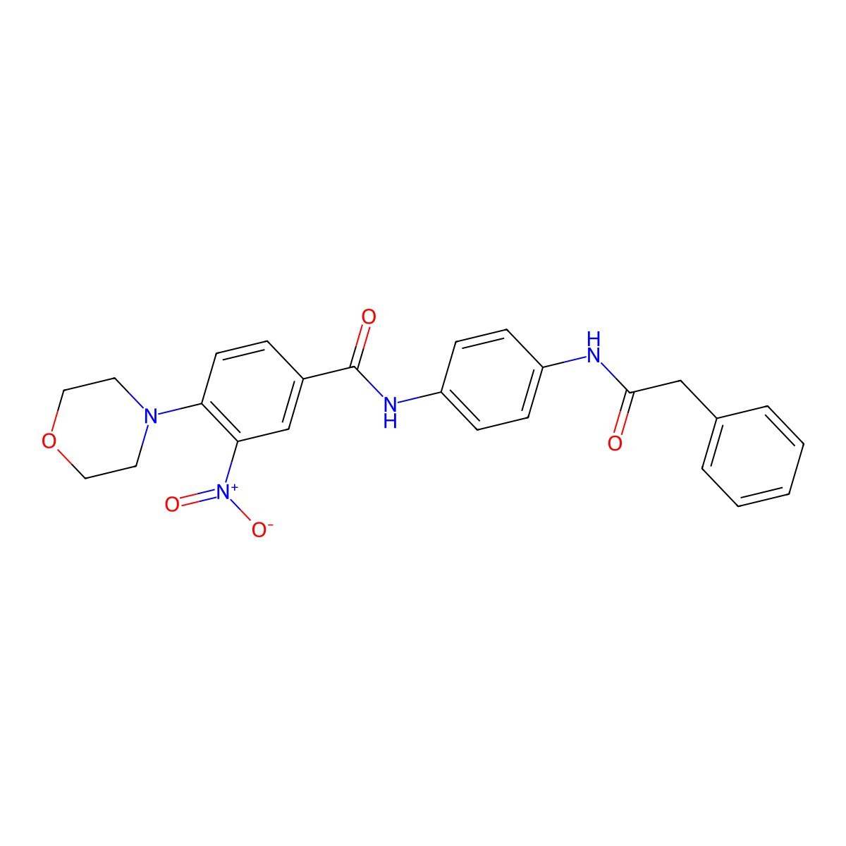 4-morpholin-4-yl-3-nitro-N-[4-[(2-phenylacetyl)amino]phenyl]benzamide molecular structure, CAS 765926-70-3