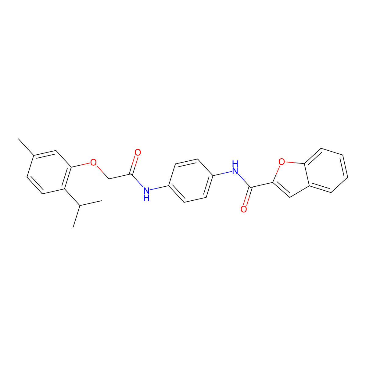 N-[4-[[2-(5-methyl-2-propan-2-ylphenoxy)acetyl]amino]phenyl]-1-benzofuran-2-carboxamide molecular structure, CAS 765926-73-6