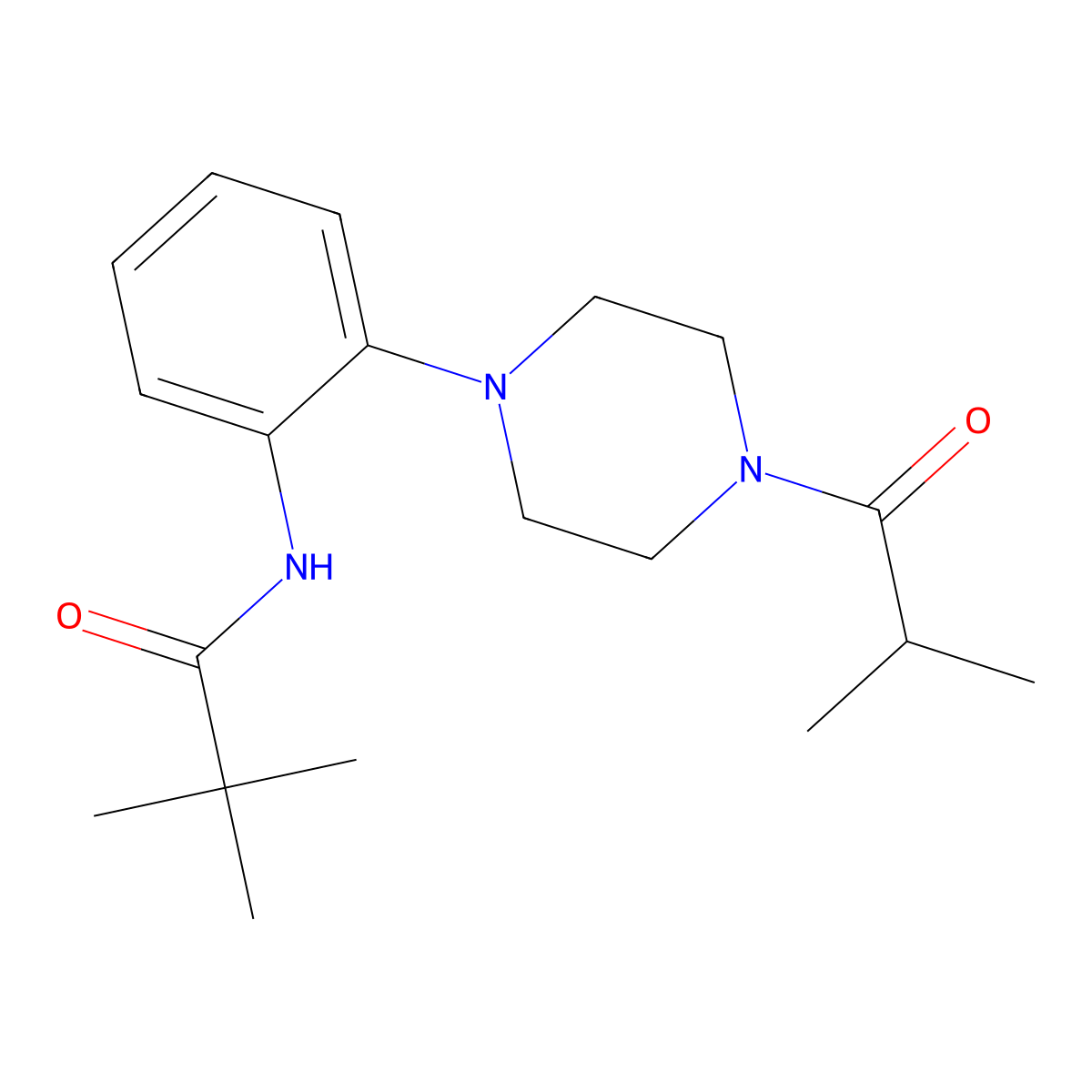 2,2-dimethyl-N-[2-[4-(2-methylpropanoyl)piperazin-1-yl]phenyl]propanamide molecular structure, CAS 765927-16-0