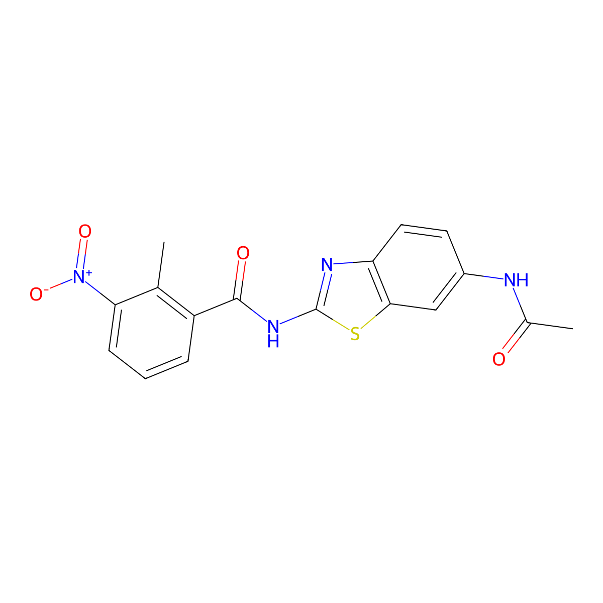 N-(6-acetamido-1,3-benzothiazol-2-yl)-2-methyl-3-nitrobenzamide molecular structure, CAS 765927-20-6