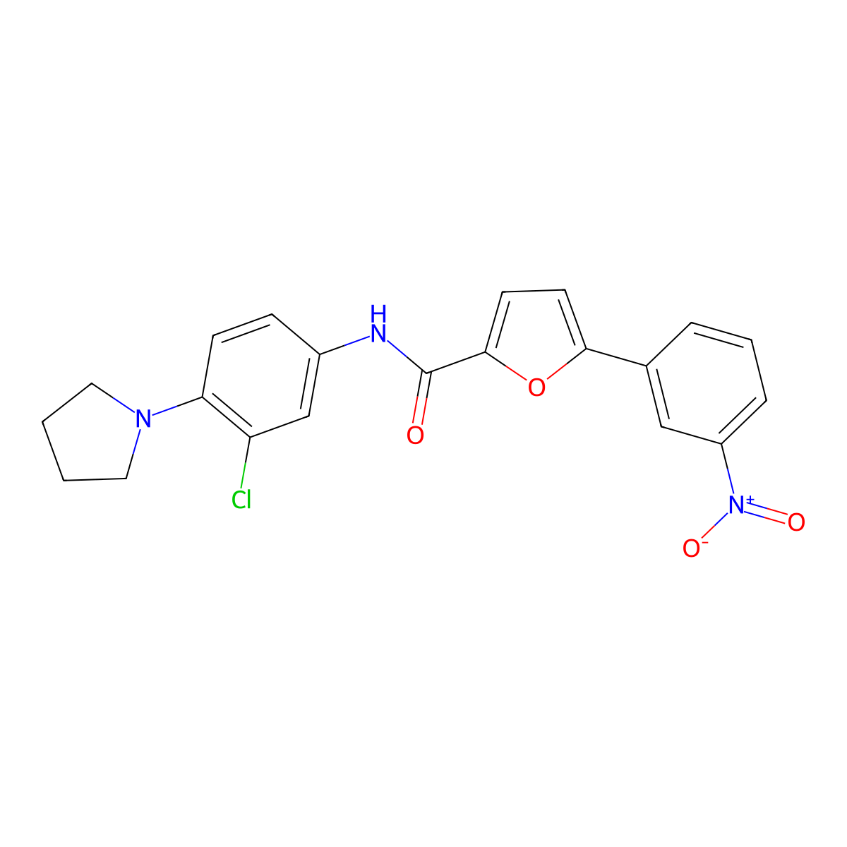 N-(3-chloro-4-pyrrolidin-1-ylphenyl)-5-(3-nitrophenyl)furan-2-carboxamide molecular structure, CAS 765927-28-4