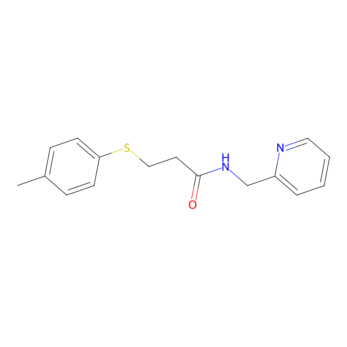 3-(4-methylphenyl)sulfanyl-N-(pyridin-2-ylmethyl)propanamide molecular structure, CAS 765930-51-6